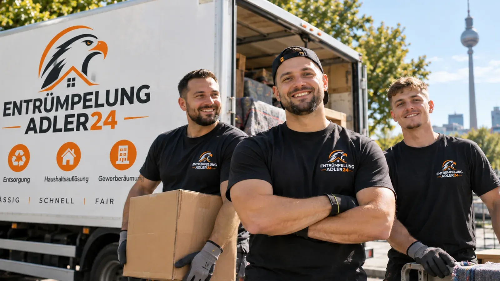Entrümpelung, Wohnungs- und Haushaltsauflösung in Berlin: Kosten und Preise im Überblick, Team von Adler24 im Einsatz